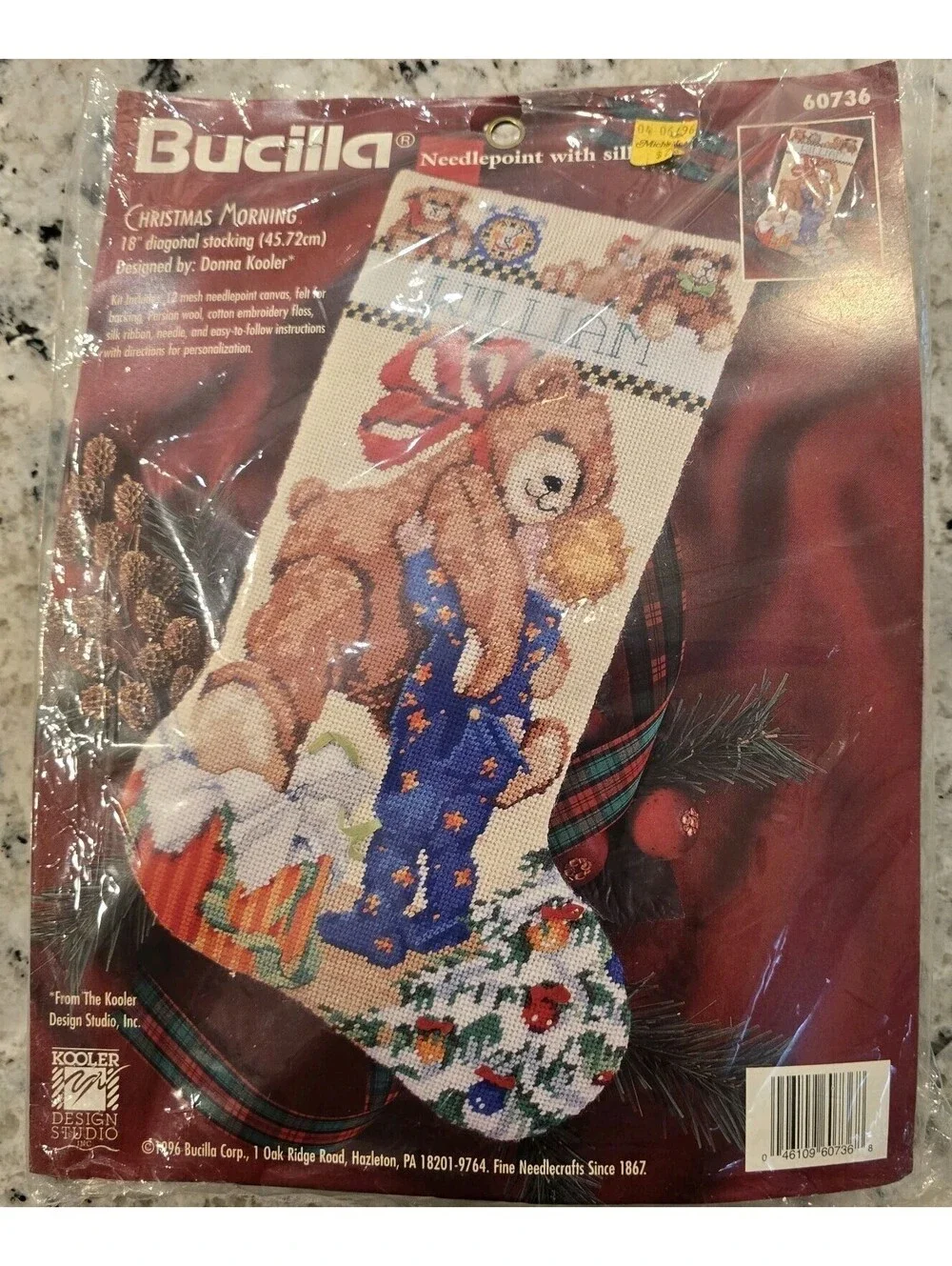 Bucilla A Christmas Morning Needlepoint Stocking Kit  60736 NOS 1996 Rare